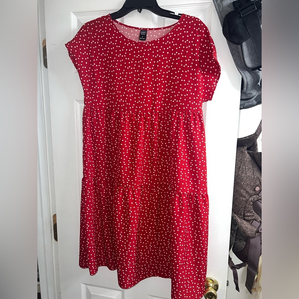 Stylish Red Polka Dot Casual Dress